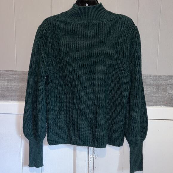 Rachel Zoe Women XL Mock Neck Forest Green Pullover Sweater Cottage Core - Picture 2 of 9